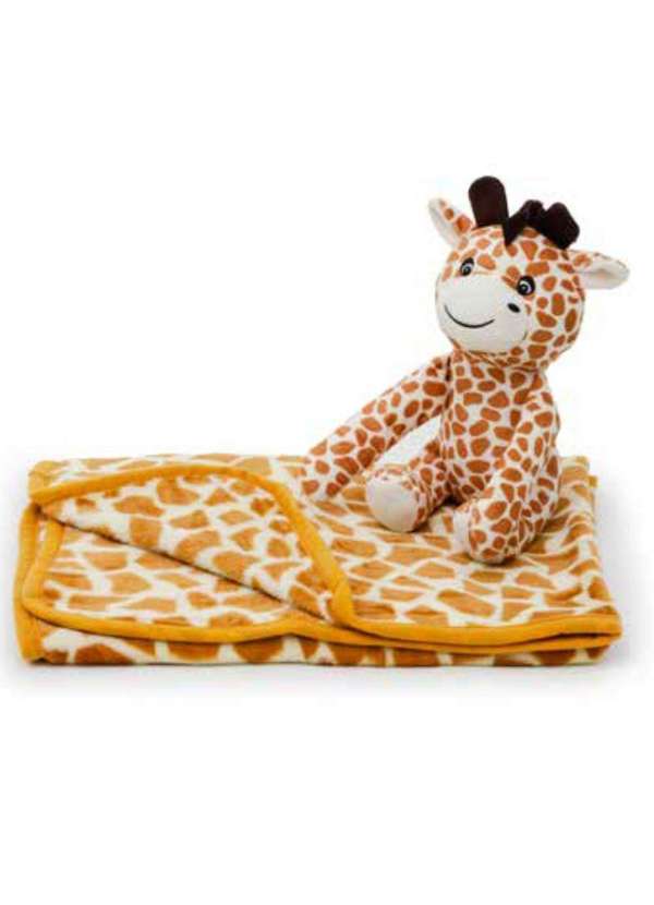 Loaní - Cobertor e Girafinha de Pelúcia Amarelo Loaní Amarelo