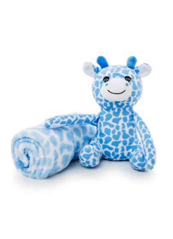 Loaní - Cobertor e Girafinha de Pelúcia Azul Loaní Azul