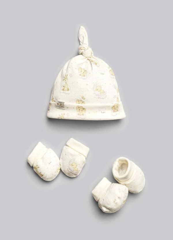 Anjos Baby - Kit Touca e Luva Bebê Estampado Anjos Baby Estampado
