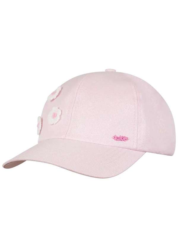 Kukiê - Boné em Nylon Flor Crochê Brilho Infantil Menina Kukiê Rosa