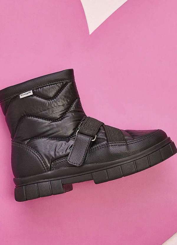 Pampili - Bota Coturno Infantil Feminina Lucky Matelassê Preta Preto 3