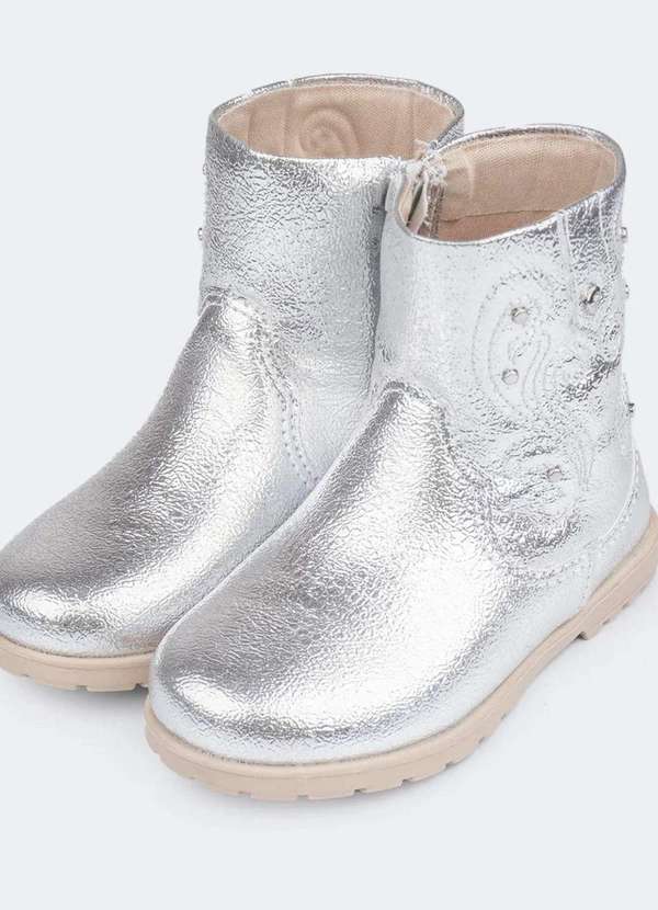 Pampili - Bota Infantil Feminina Rubi Western Prata Prata