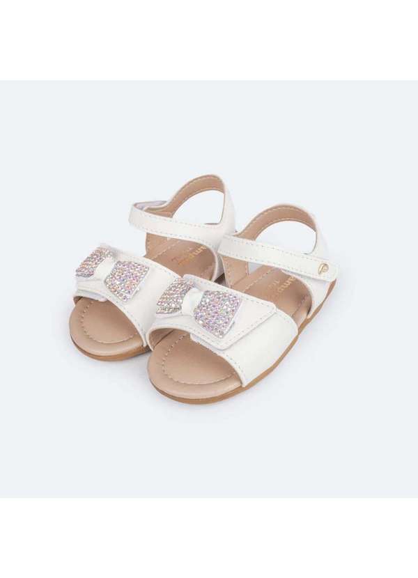 Pampili - Sandália de Bebê Pampili Nana Laço Duplo Strass Branco Branco