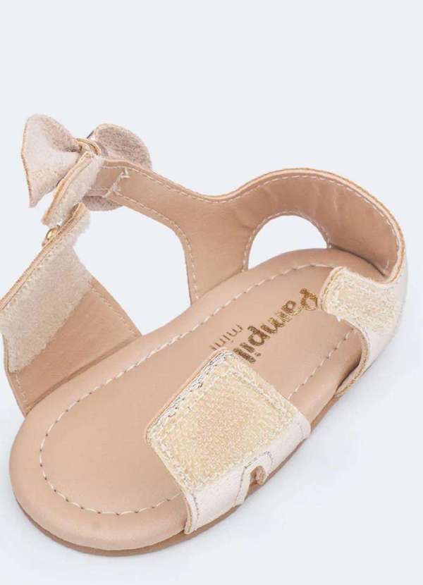Pampili - Sandália de Bebê Pampili Nana Laço Removível Dourada Dourado 2