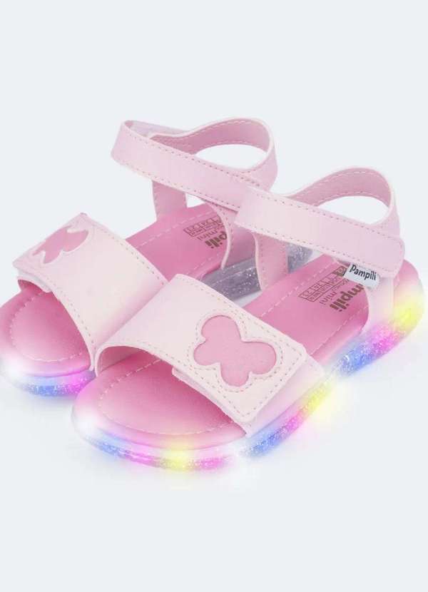 Pampili - Sandália de Led Infantil Pampili Lulli com Borboleta Rosa Rosa