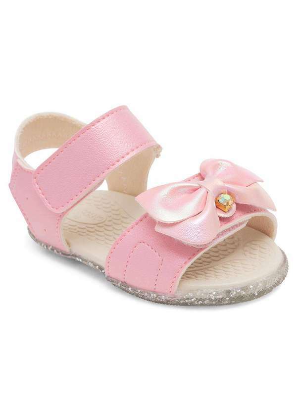 Pimpolho - Sandália Infantil Bebê Pimpolho Rosa com Sola Glitter Rosa