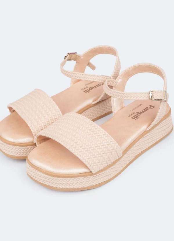 Pampili - Sandália Infantil Feminina Alana Flatform Tramado Nude Rosado Nude