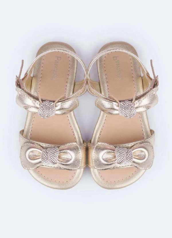 Pampili - Sandália Infantil Feminina Mili Laço Removível Dourada Dourado 2