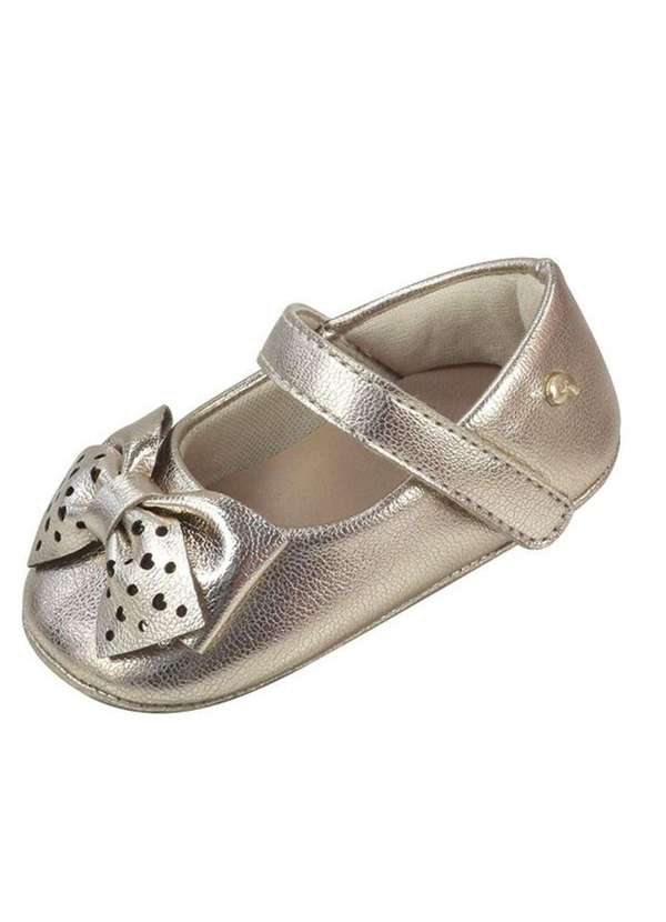 Pampili - Sapatilha Bebê Dourado Laço Corações Pampili. Dourado