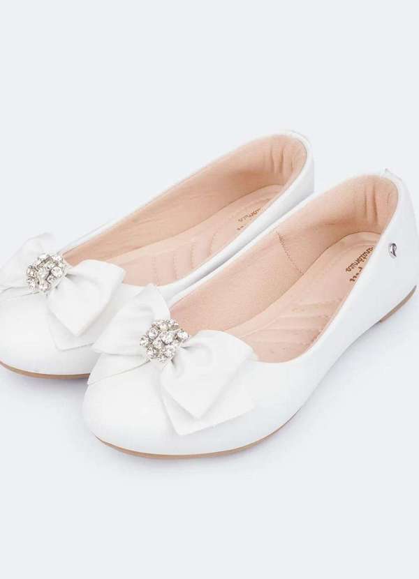 Pampili - Sapatilha Infantil Feminina Fofura Strass Branca Branco