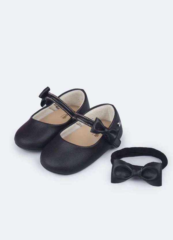 Pampili - Sapato de Bebê Pampili Nina Momentos Especiais Liso Preto Preto