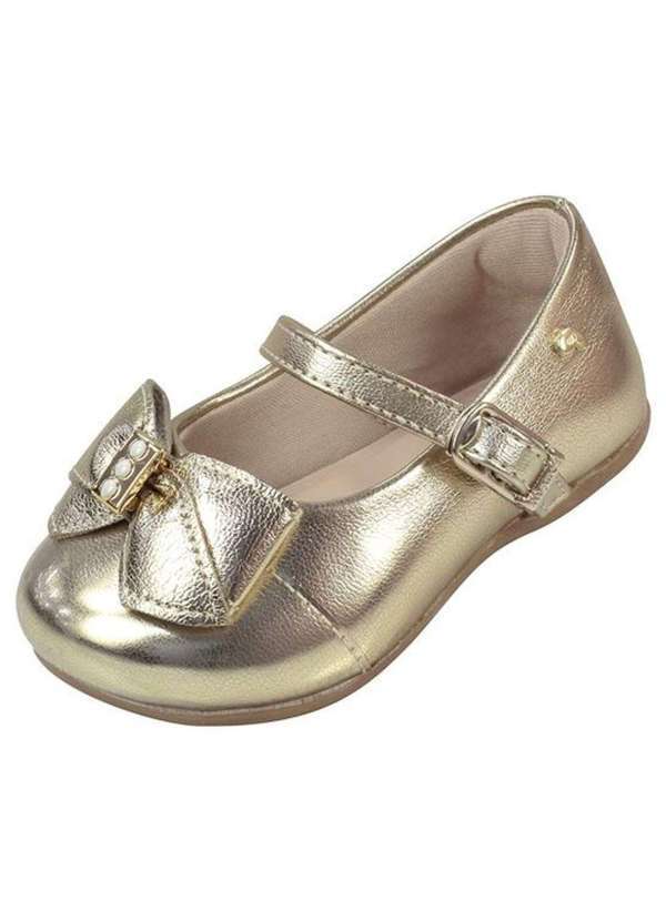 Pampili - Sapato Infantil Dourado com Laço Pampili Dourado