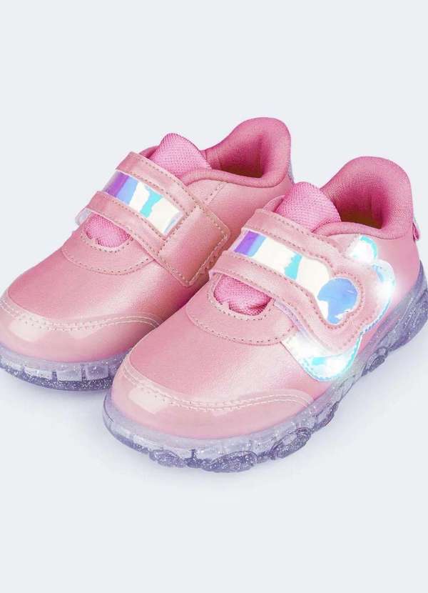 Pampili - Tênis de Led Infantil Menina Liz Luz Holográfico Rosa Rosa
