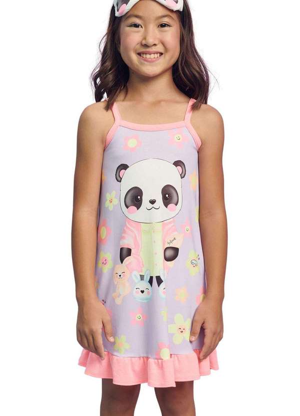 Infanti - Camisola Panda Lilás Algodão Infanti Infantil Estampado