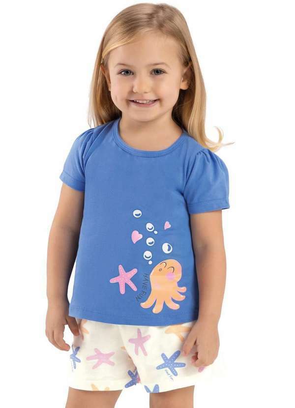 Have Fun - Pijama Fundo do Mar Meia Malha Have Fun Estampado