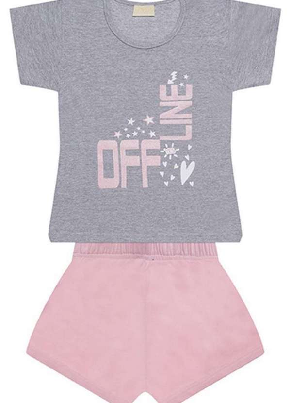 Vrasalon - Pijama Infantil Off Mescla Vrasalon Cinza