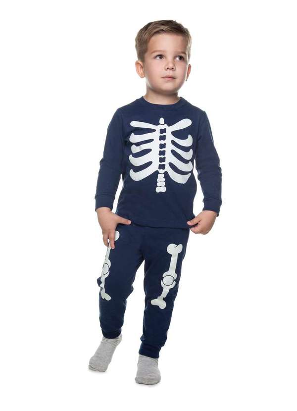 Have Fun - Pijama Body Meia Malha Caveira Have Fun Estampado