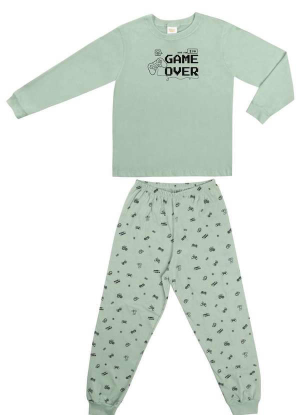 Have Fun - Pijama Menino Verde Game Over Estampado Have Fun Estampado