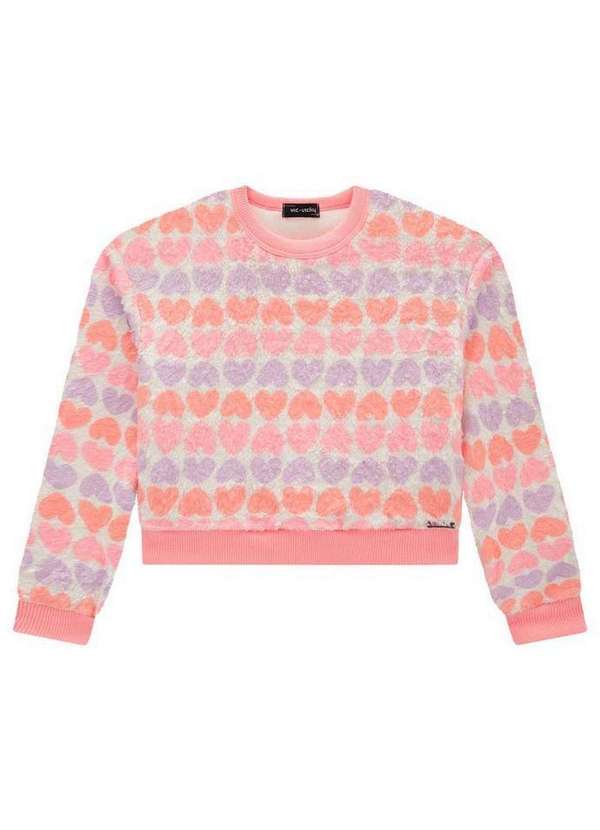 Vic&vicky - Blusa Boxy Infantil Pêlo Aveludado Rosa Vic Vicky Estampado