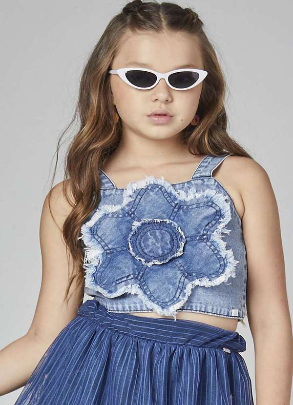 Mylu - Blusa Cropeed Menina Jeans Mylu Jeans