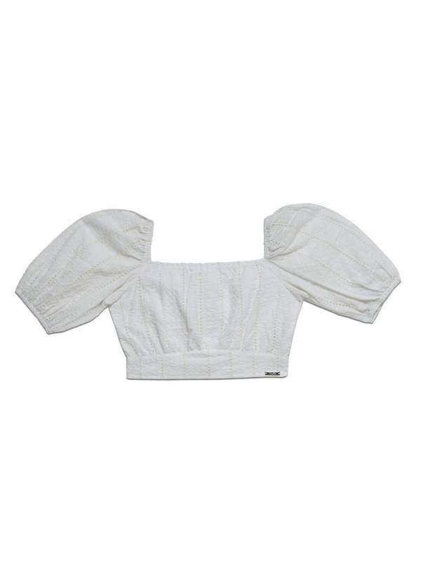 Biliton - Blusa Cropped Cotton Bordado Branco Biliton Branco