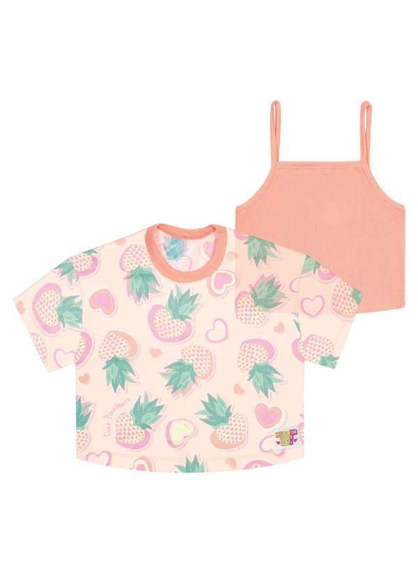 Cinti - Blusa Cropped Infantil Menina Sobreposição Laranja Neon Cinti Laranja
