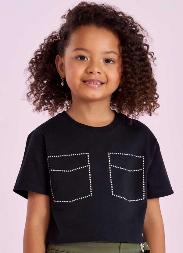 Petit Cherie - Blusa Cropped Infantil Petit Cherie Preto