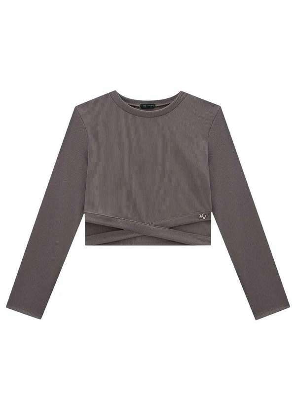 Vic&vicky - Blusa Cropped Manga Longa Vic Vicky Marrom