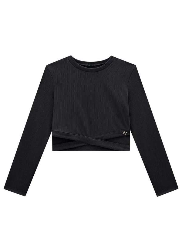 Vic&vicky - Blusa Cropped Manga Longa Vic Vicky Preto
