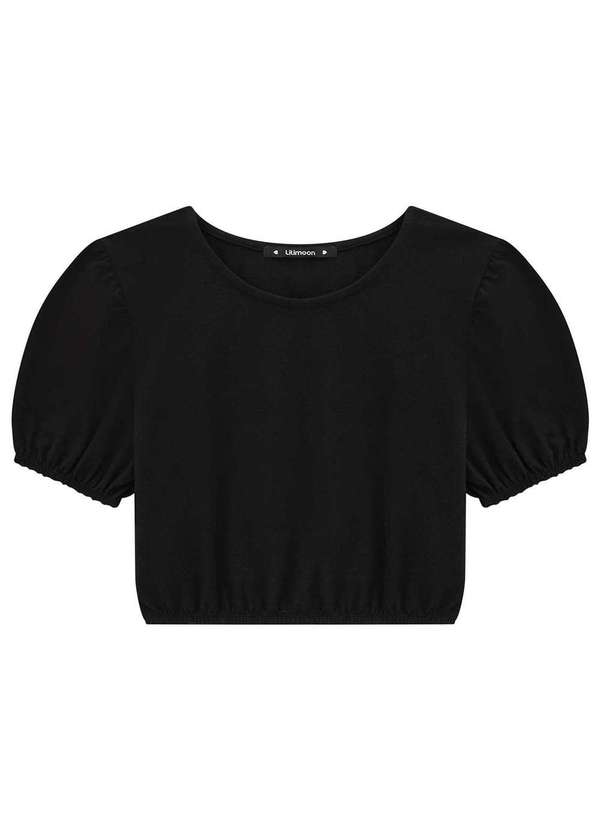 Lilimoon - Blusa Cropped Preta Malha Infantil Lilimoon Preto