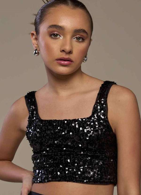 Vanilla Cream - Blusa Cropped Top Preto Vanilla Cream Preto