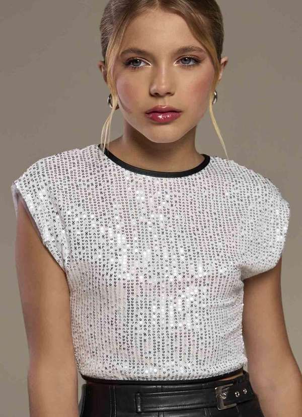 Vanilla Cream - Blusa Fashion Juvenil Preto Vanilla Cream Off White