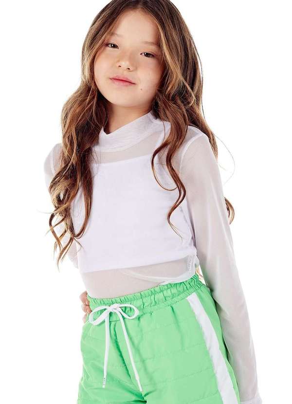 Mylu - Blusa Gola Alta em Tule Mylu Branco