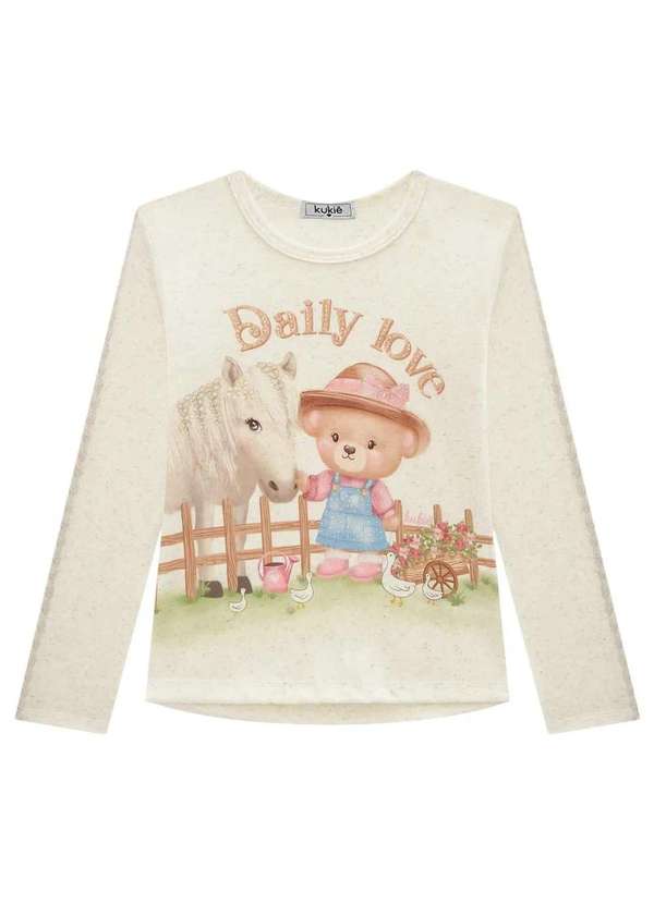 Kukiê - Blusa Infantil Kukiê Off White Urso Off White