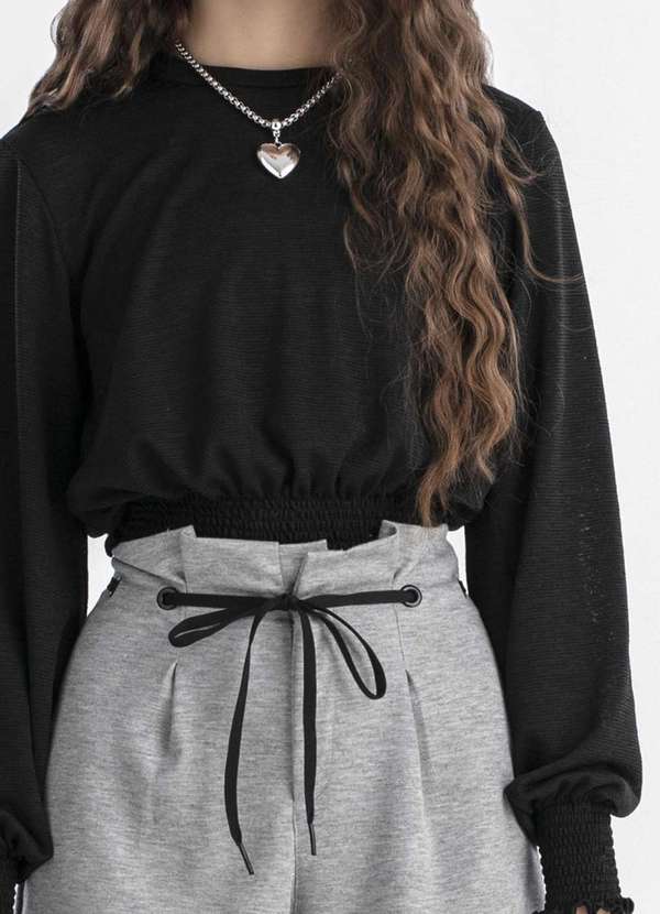 Bobbylulu - Blusa Infantil Preta Manga Longa Bobby Lulu Preto 2