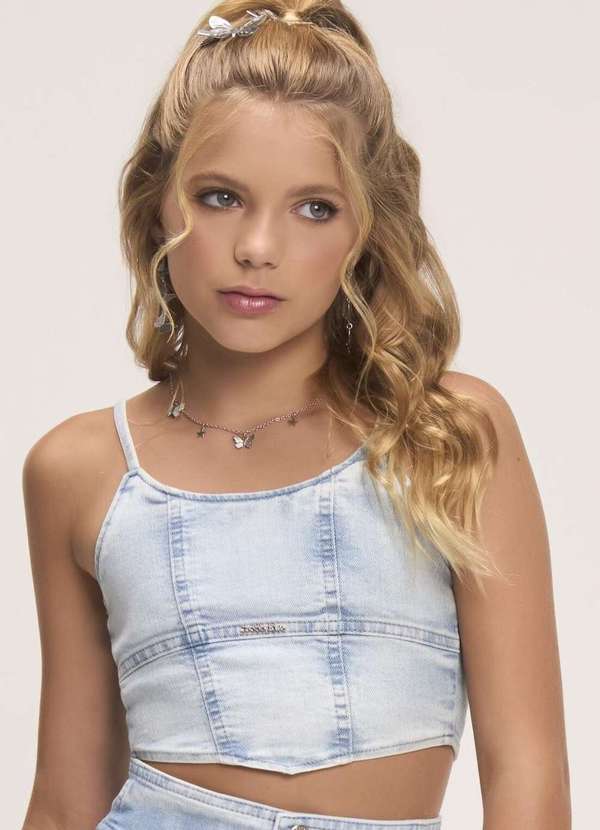 Bobbylulu - Blusa Juvenil Tecido Jeans Bobbylulu Jeans