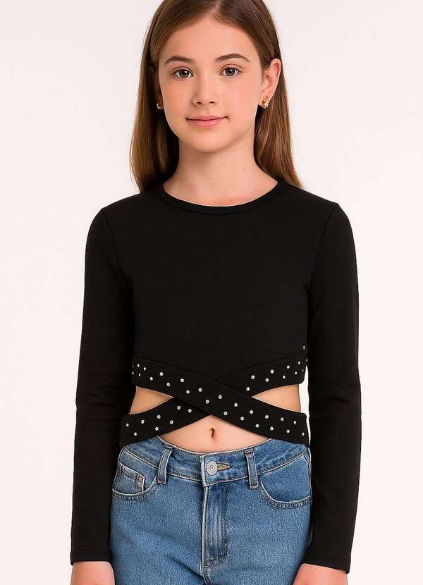 Vic&vicky - Blusa Manga Longa Menina Pretp Vic Vicky Preto 2