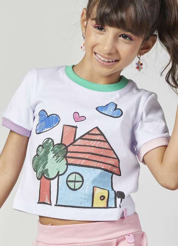 Mylu - Blusa Menina Estampada Manga Curta Mylu Estampado