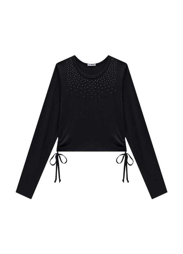 Nina Go - Blusa Menina Manga Longa Amarração Lateral Nina Go Preto