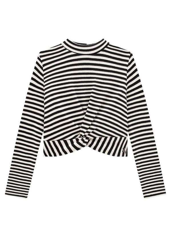 Vic&vicky - Blusa Preto e Branca Listrada com Nó Vic&Vicky Listrado