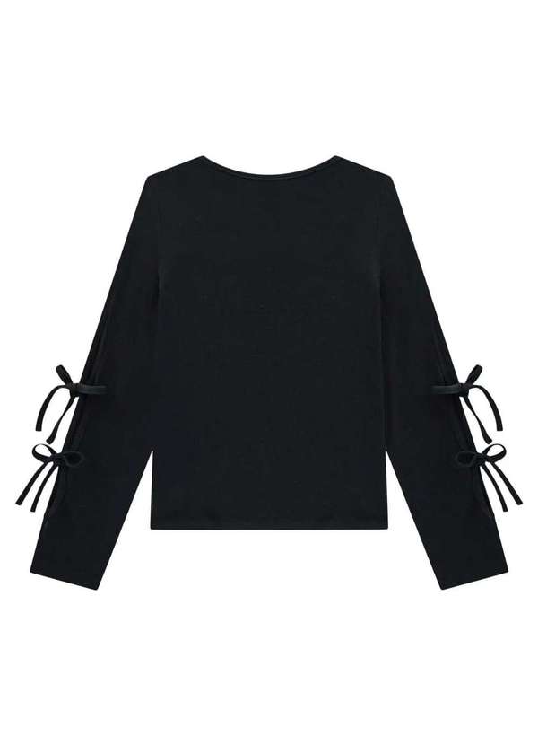 Vic&vicky - Blusa Vic & Vicky Manga Longa com Amarrações Preto 2