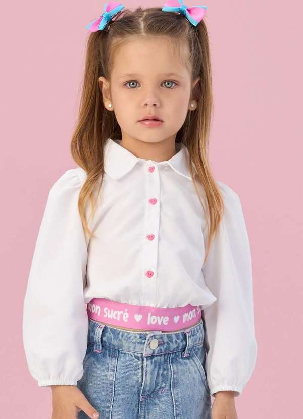 Mon Sucré - Camisa Infantil Botões Off White Mon Sucré Off White