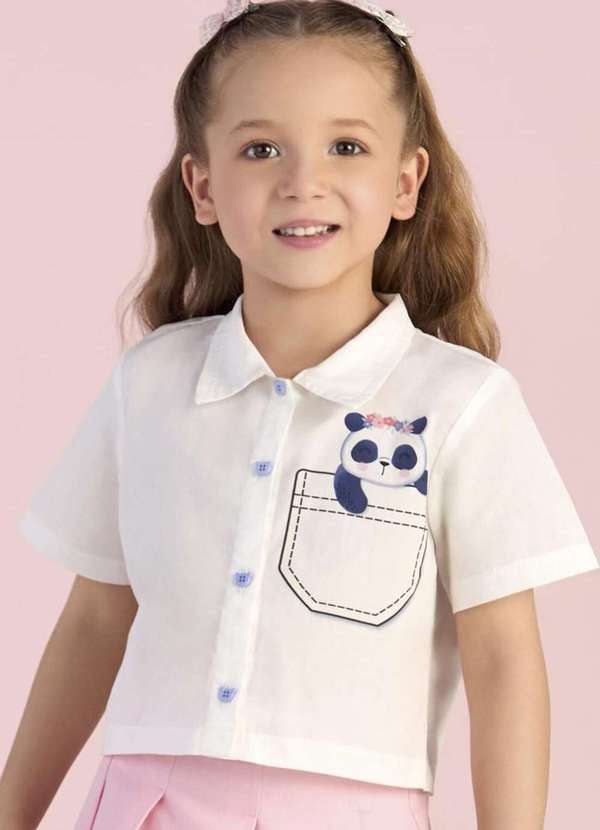 Mon Sucré - Camisa Infantil Branca Panda Mon Sucré Branco