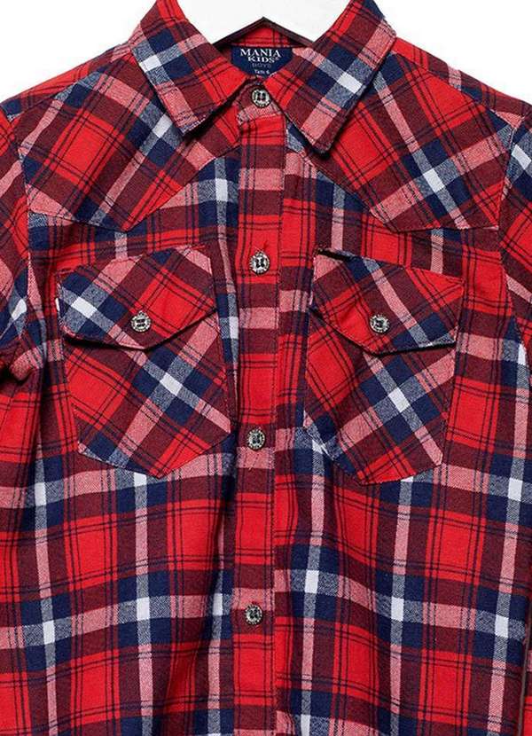 Puramania Kids - Camisa Infantil Xadrez Vermelho Mania Kids Vermelho 2