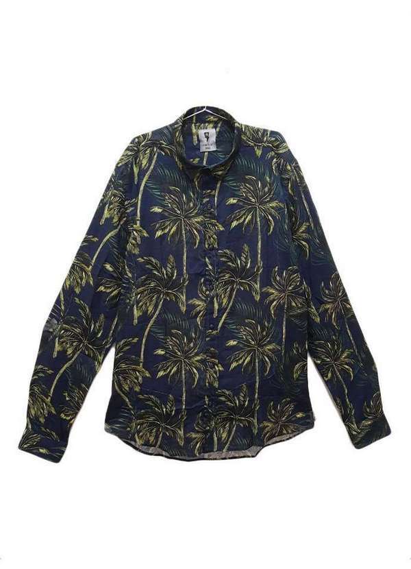 Mini Us - Camisa Manga Longa Coqueiros Verde Mini Us Verde
