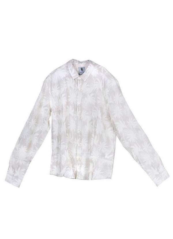 Mini Us - Camisa Manga Longa Tropical Off White Mini Us Off White