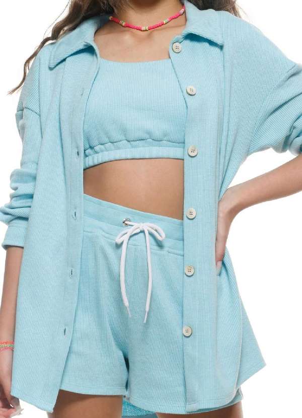 Poah Banana - Camisa Shacket de Tricot Teens Azul Poah Noah Azul 2