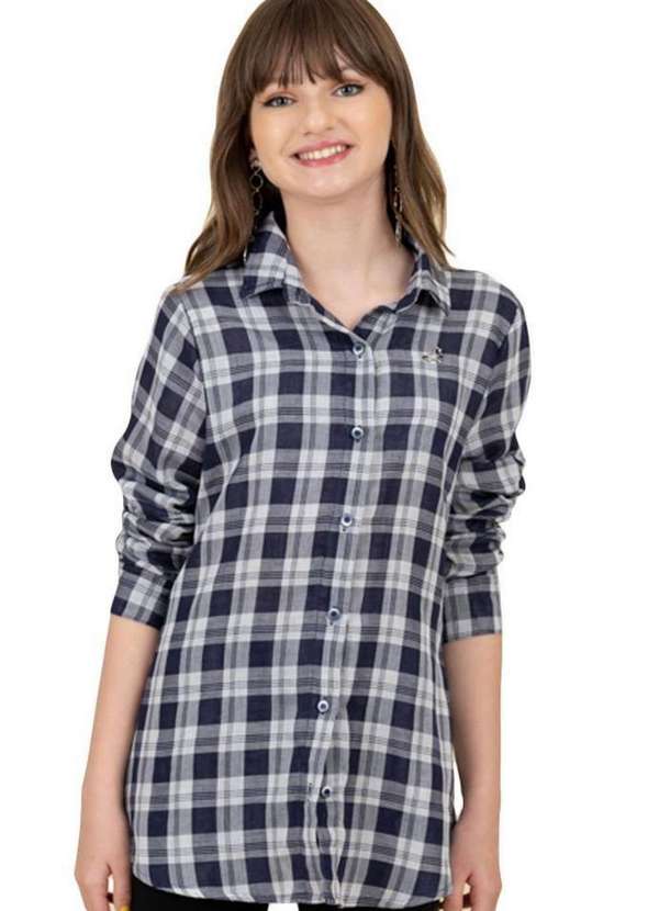 Collie - Camisa Xadrez Azul Longa Infantil Collie Mescla