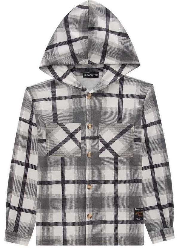 Johnny Fox - Camisa Xadrez Soft Infantil Cinza Capuz Johnny Fox Estampado