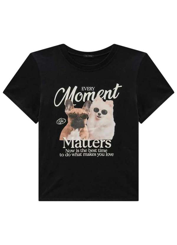 Vic&vicky - Camiseta Comfy em Meia Malha Menina Vic&Vicky Preto